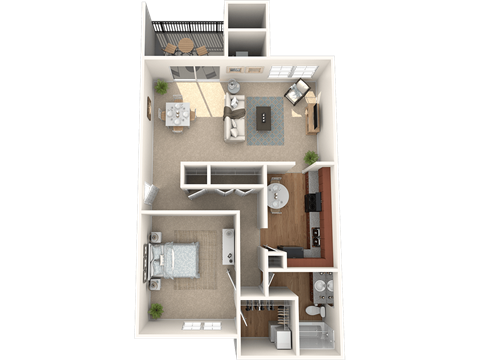 Floor plan for 1 bed, 1 bath, 984 sqft